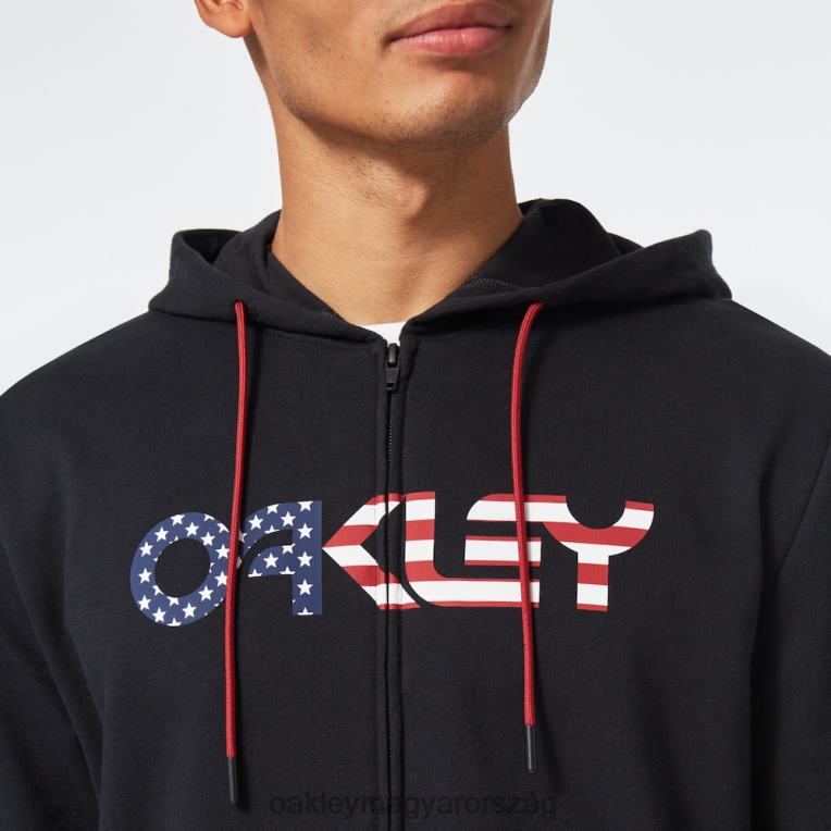 Oakley teddy teljes cipzáras kapucnis pulcsi 6PVBJ2507 ruhák fekete/amerikai zászló